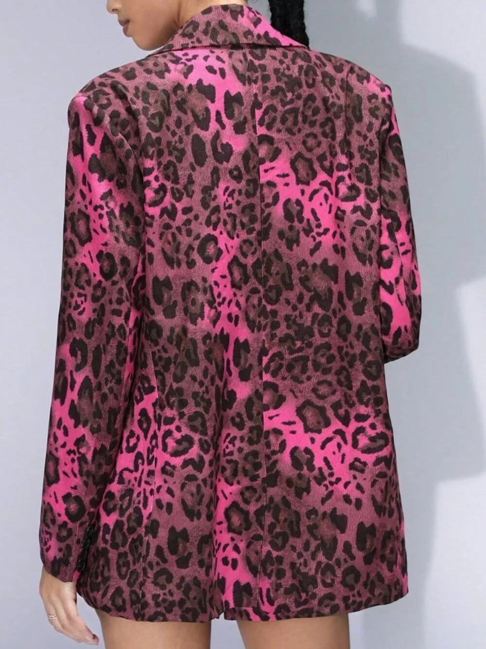 Rose Red Casual Women's Corduroy Leopard Print Padded Blazer & Skirt Set